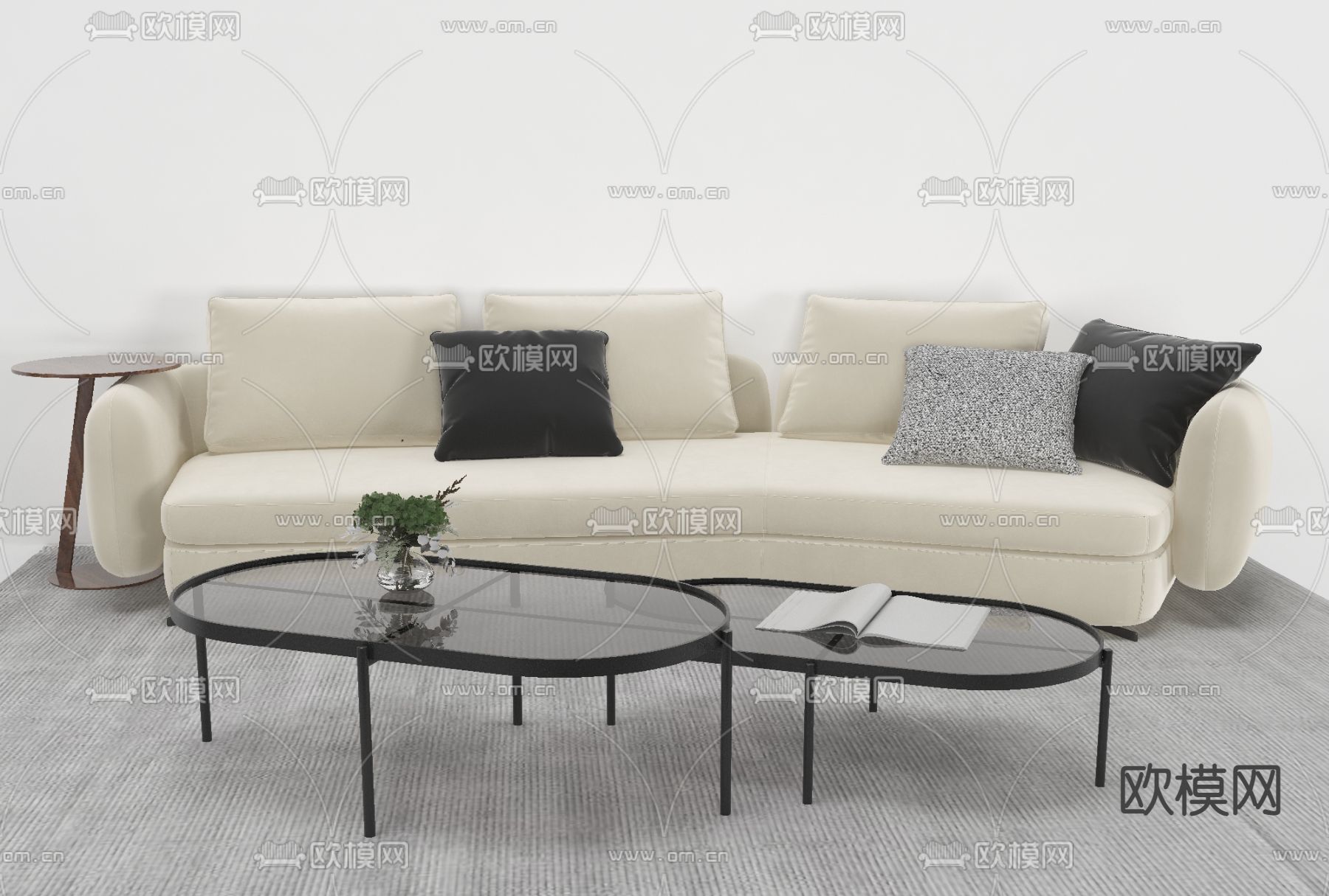 现代简约多人沙发免费3d模型下载