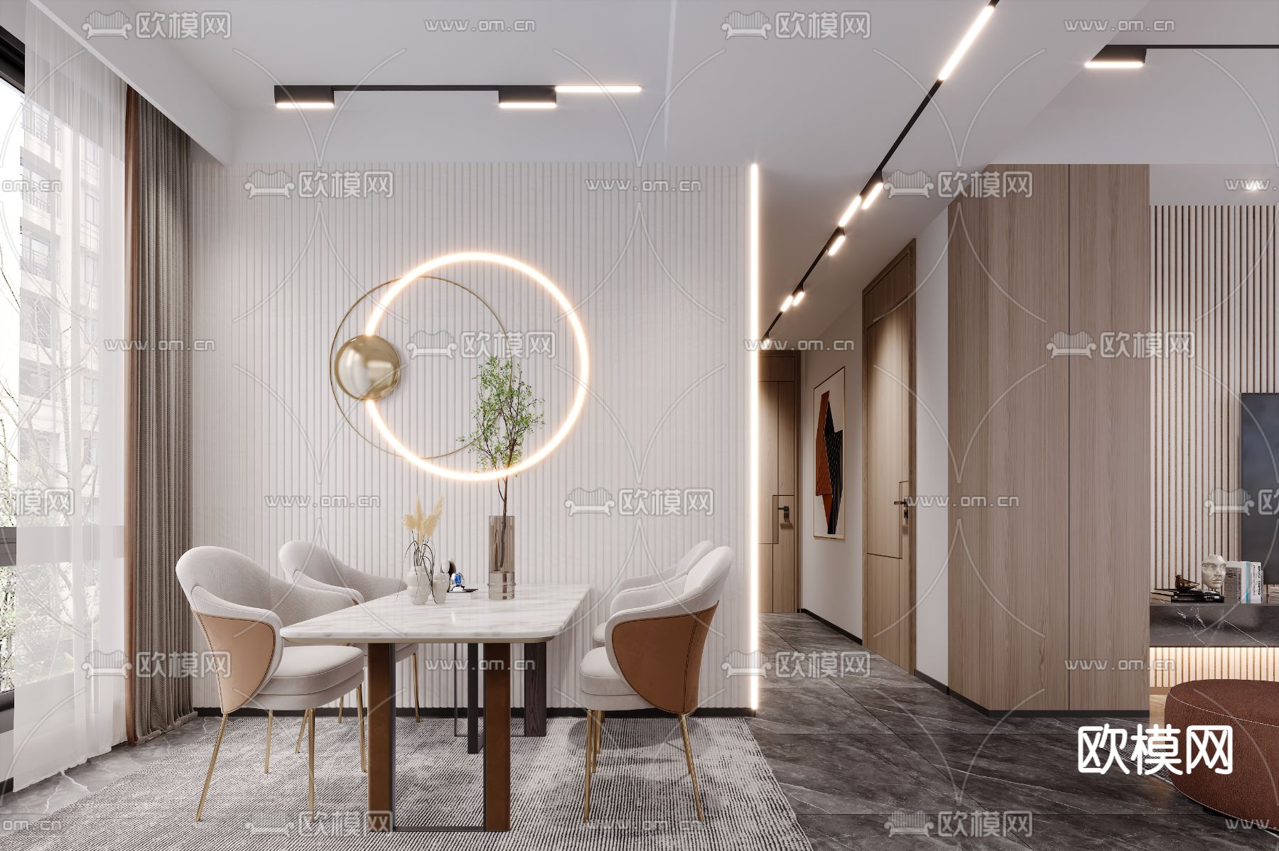 现代简约餐厅3d模型