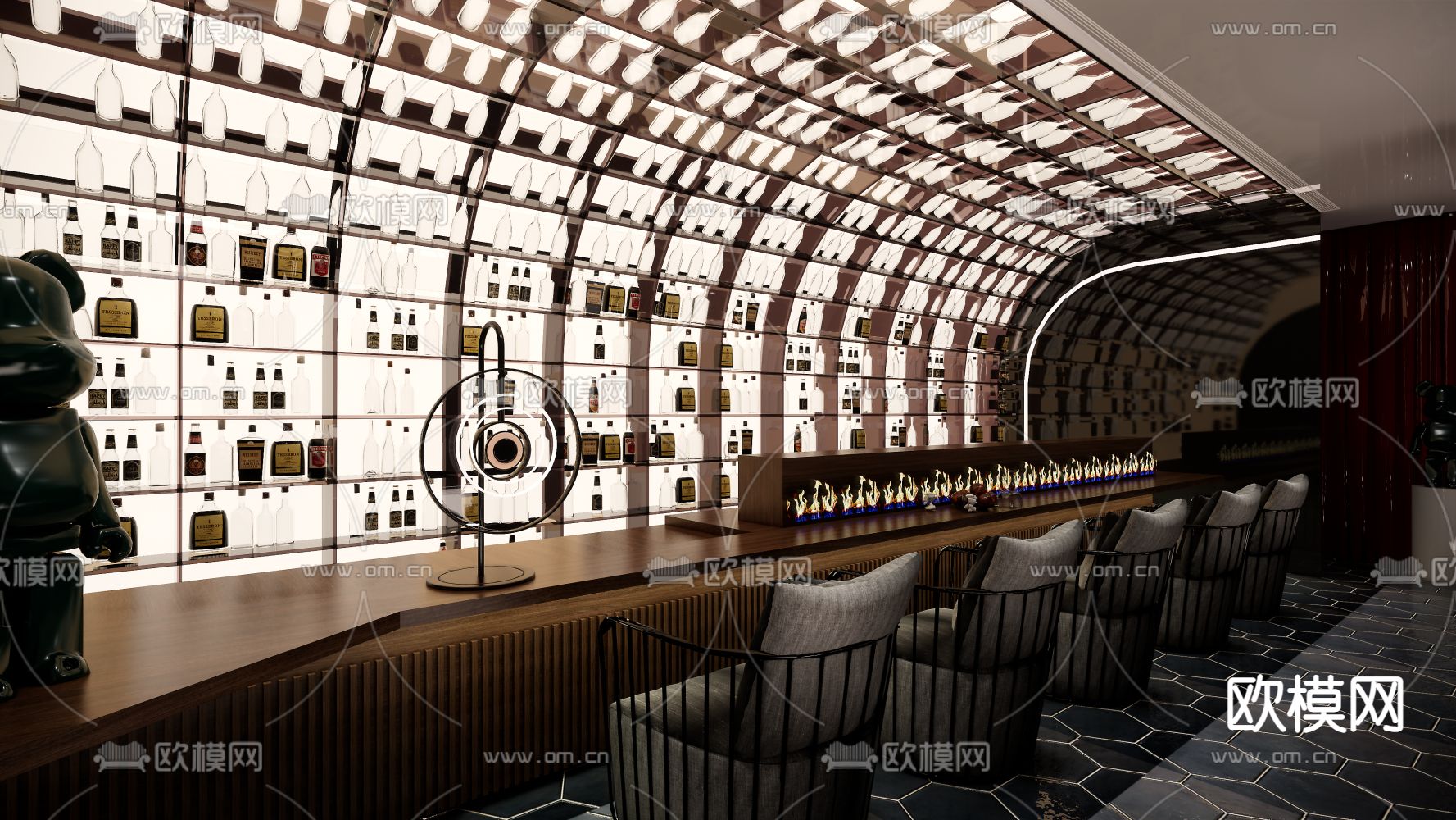 现代酒吧su模型下载（渲染图1）