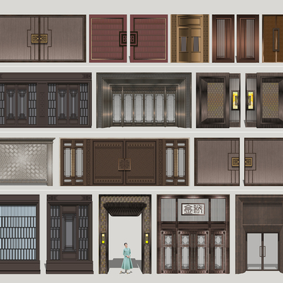 新中式庭院大门su模型