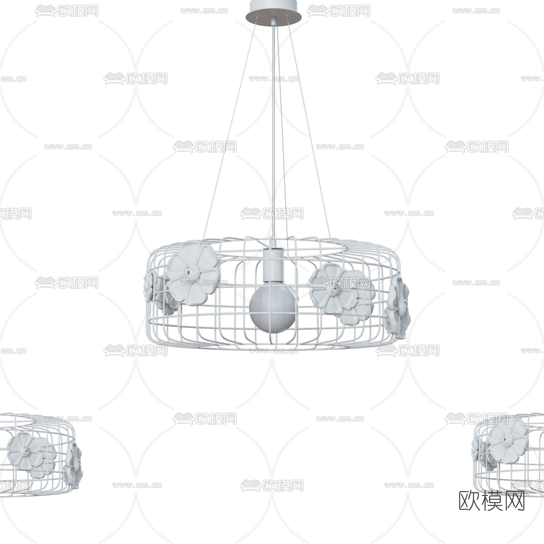工业风吊灯免费3d模型下载
