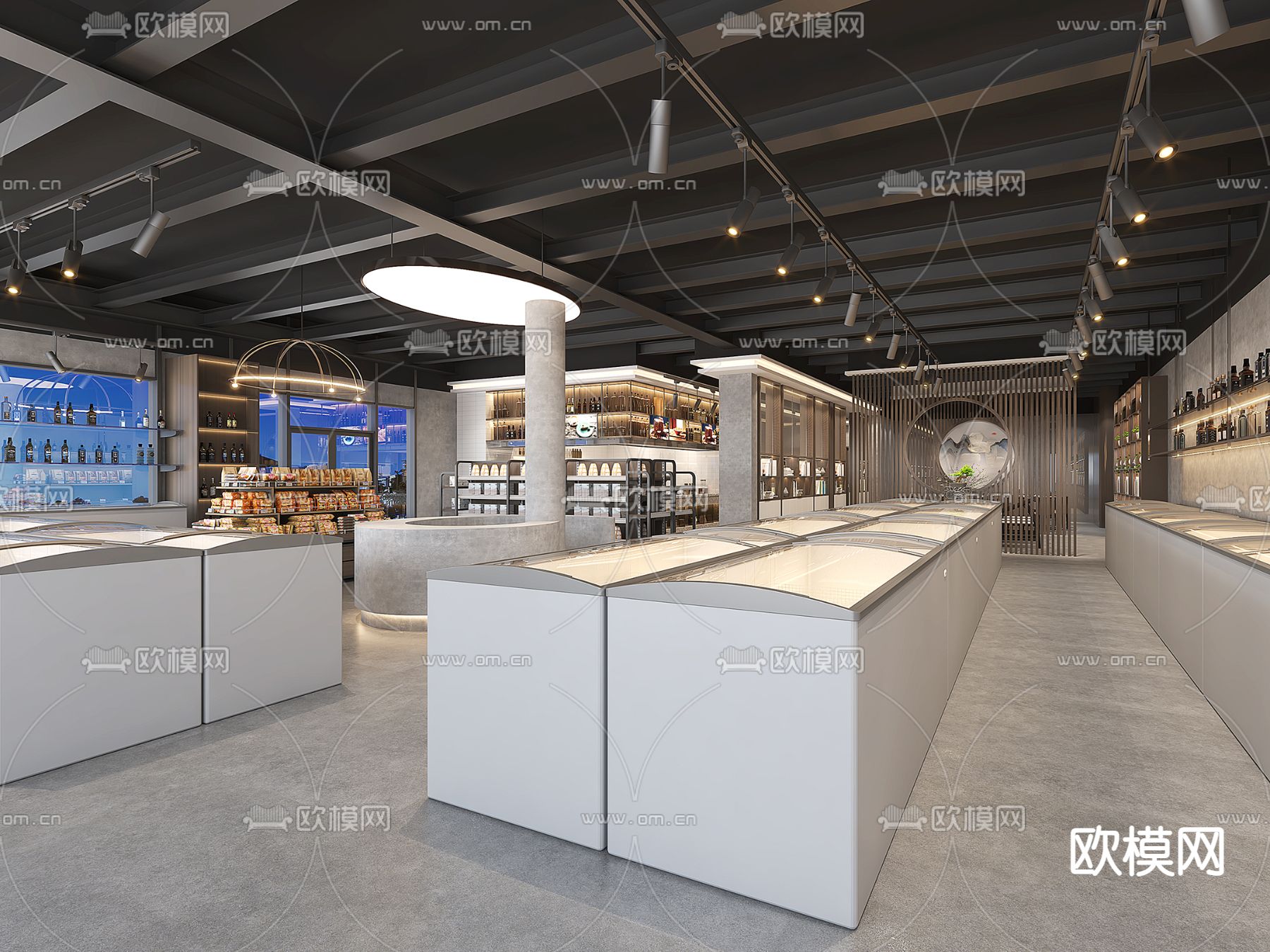 现代餐厅后厨厨房3d模型