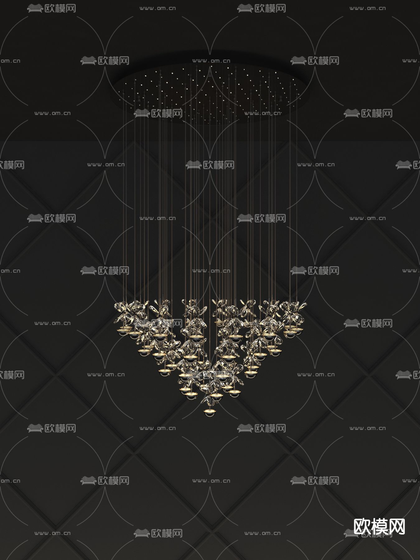 现代轻奢水晶吊灯免费3d模型下载