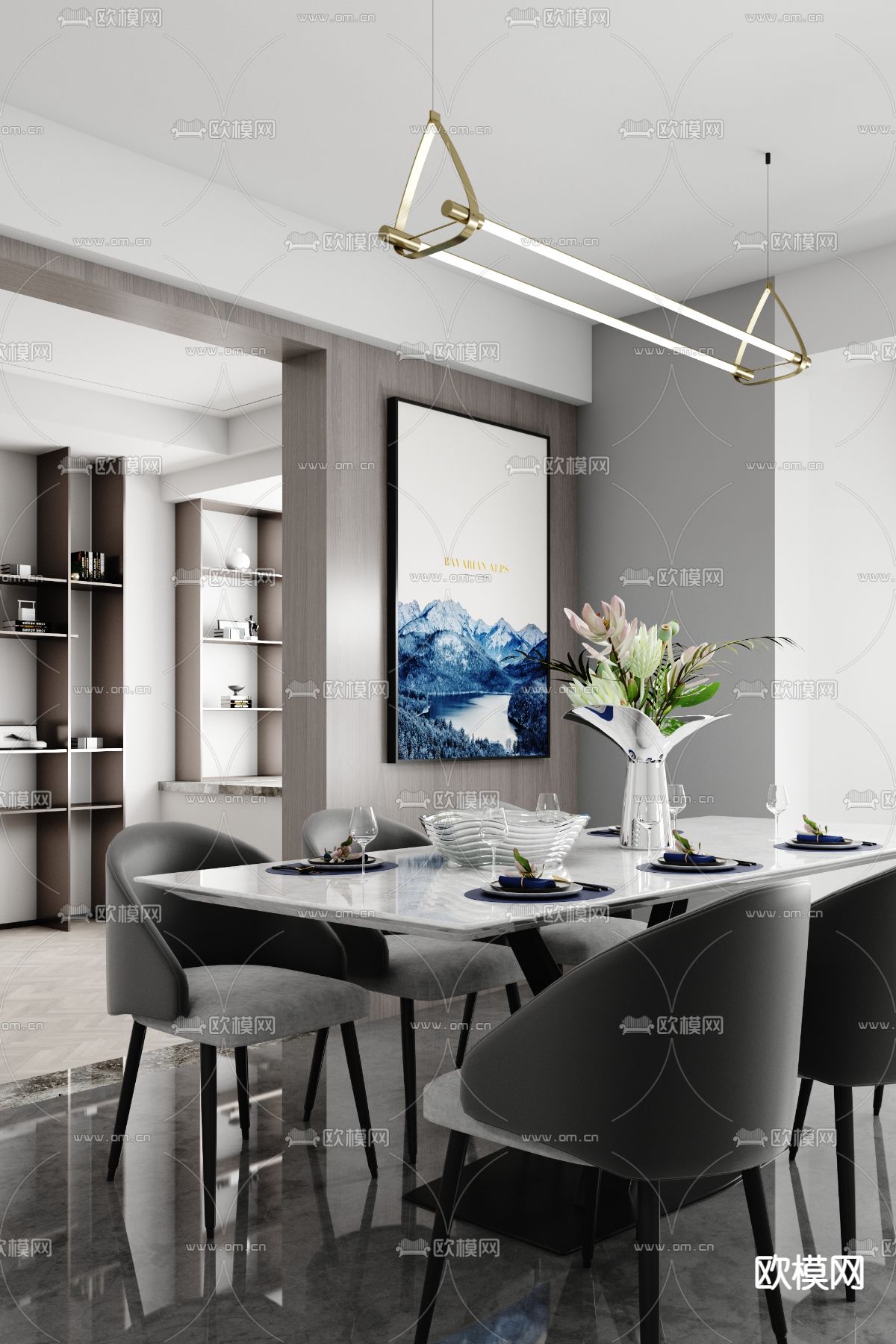 君悦美家 现代餐厅3d模型下载