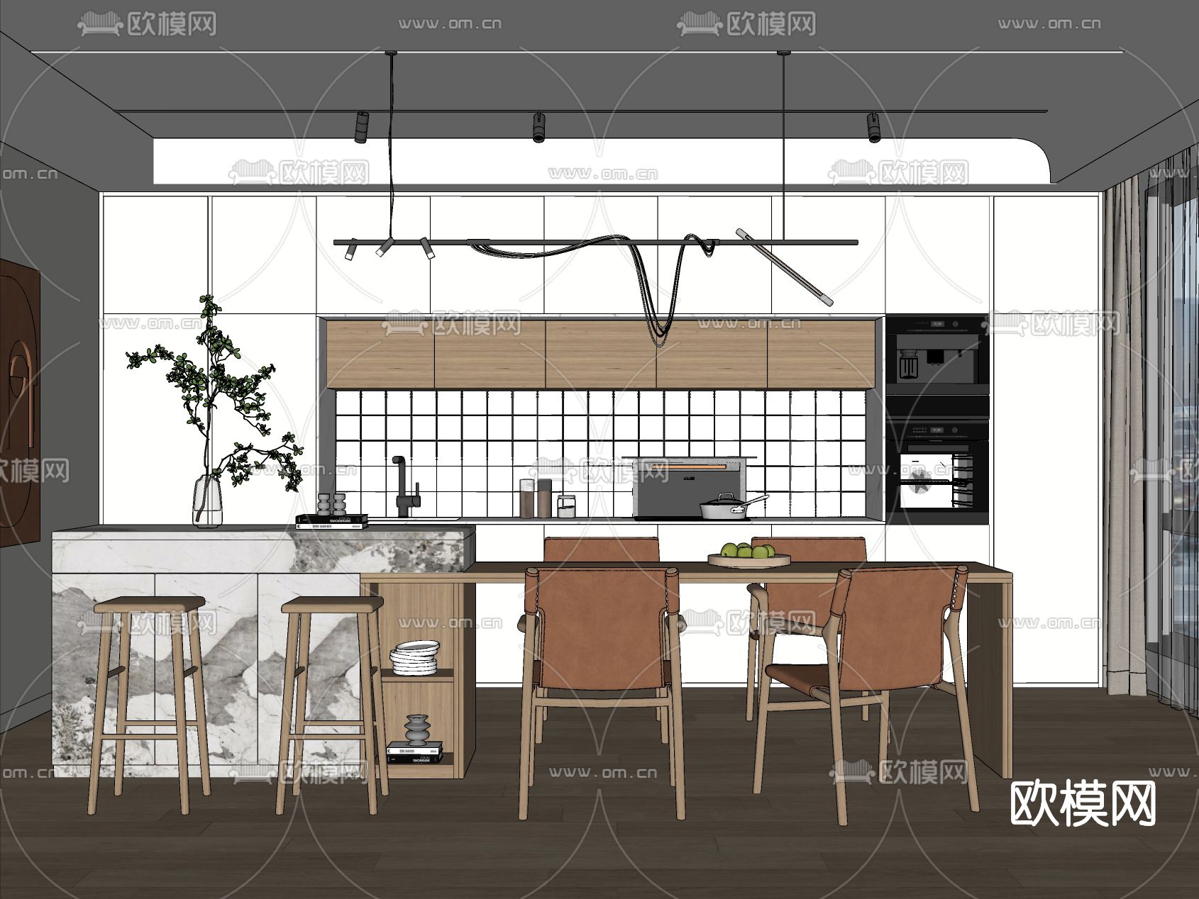 北欧餐厅su模型下载（渲染图2）