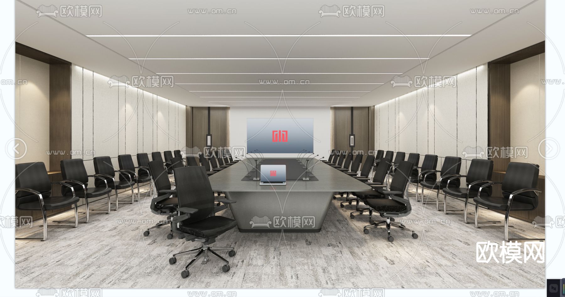 现代会议室免费3d模型下载