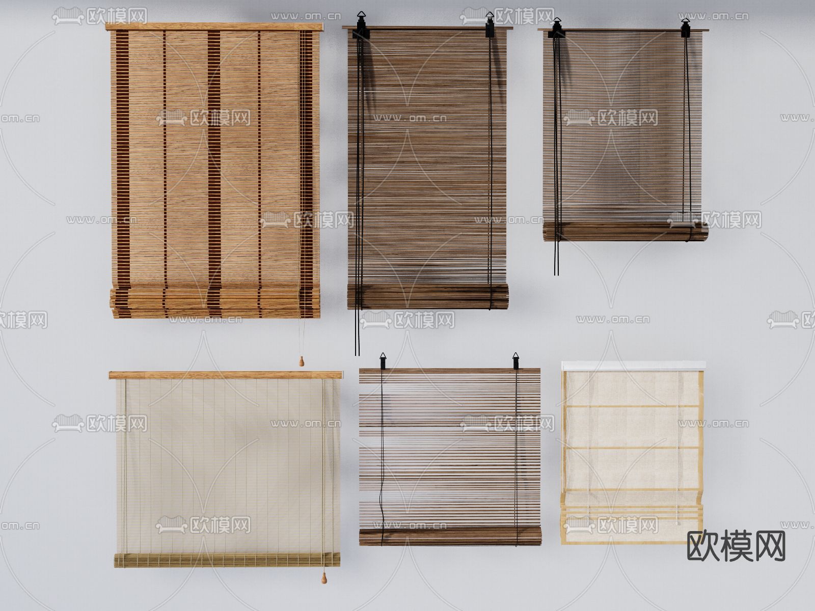 新中式百叶窗帘su模型下载（渲染图1）