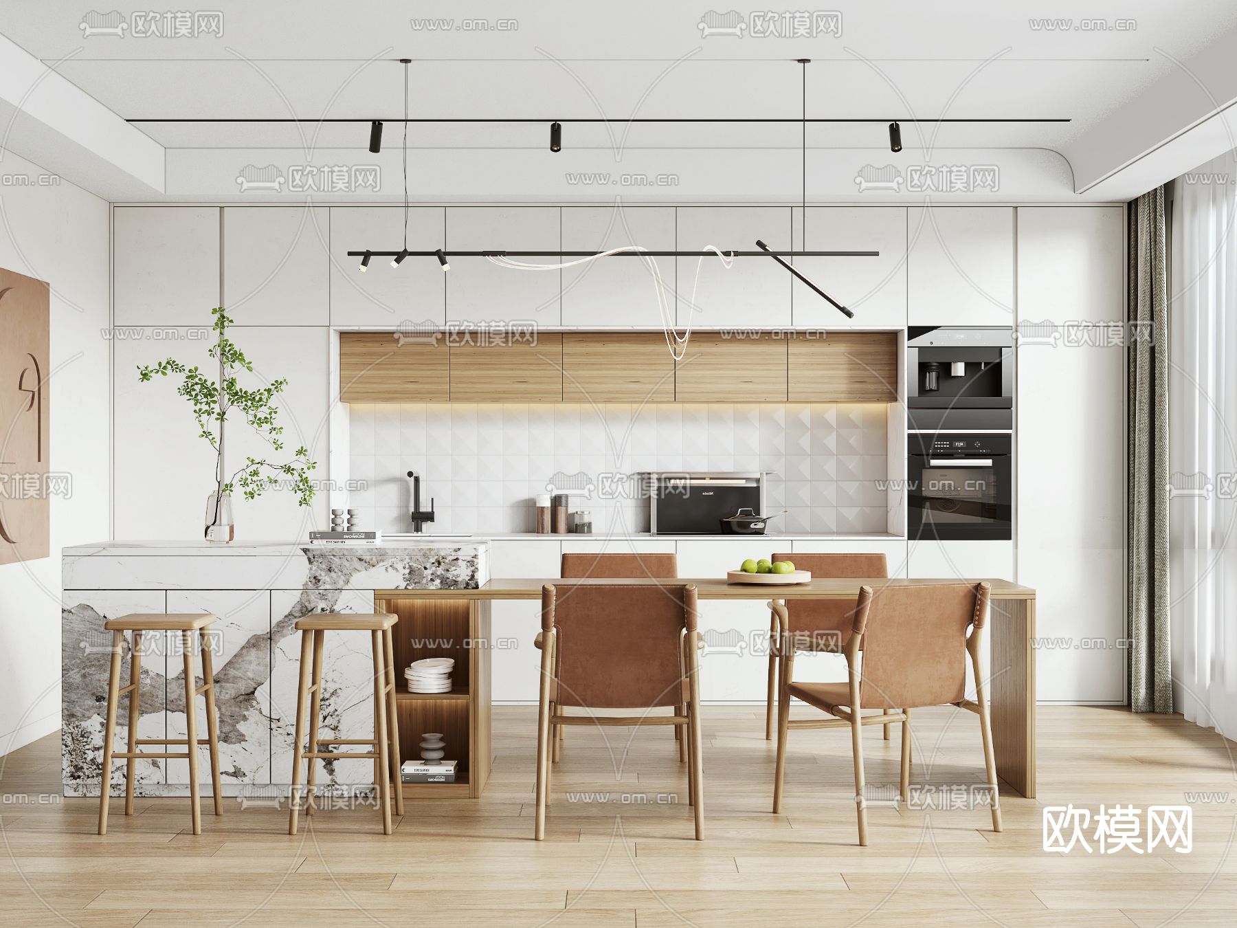 北欧餐厅su模型下载（渲染图1）