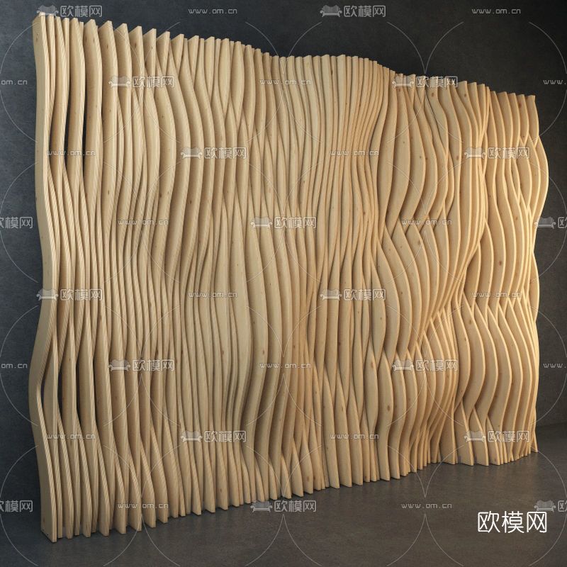 现代木质创意背景墙免费3d模型下载
