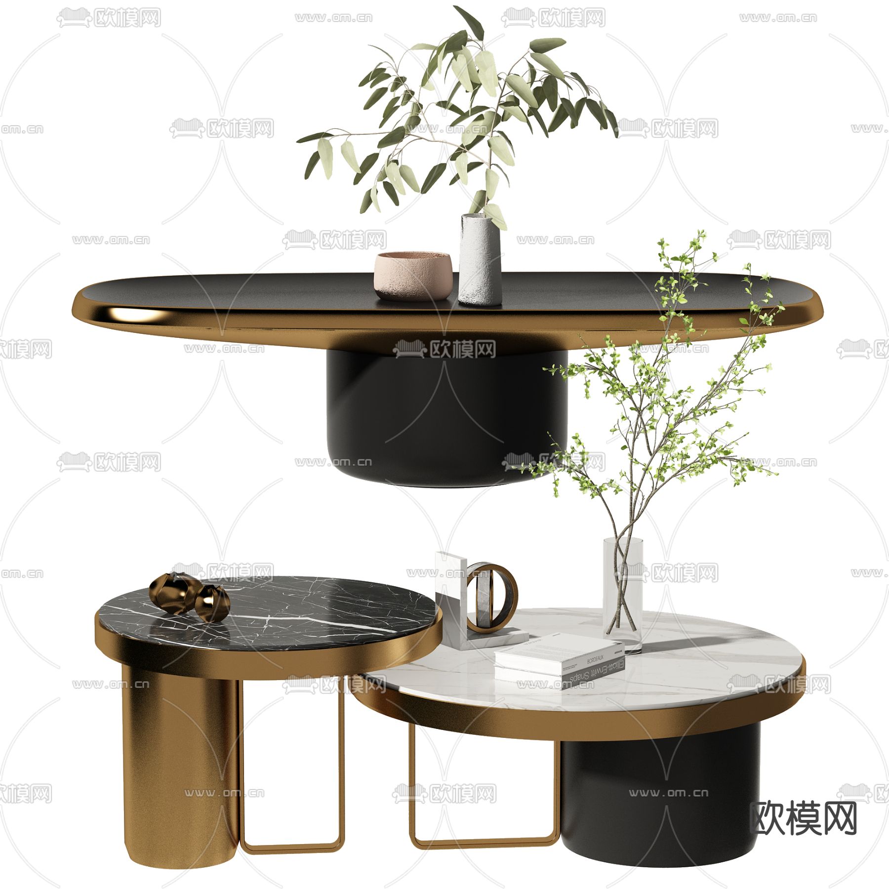 现代大理石茶几3d模型