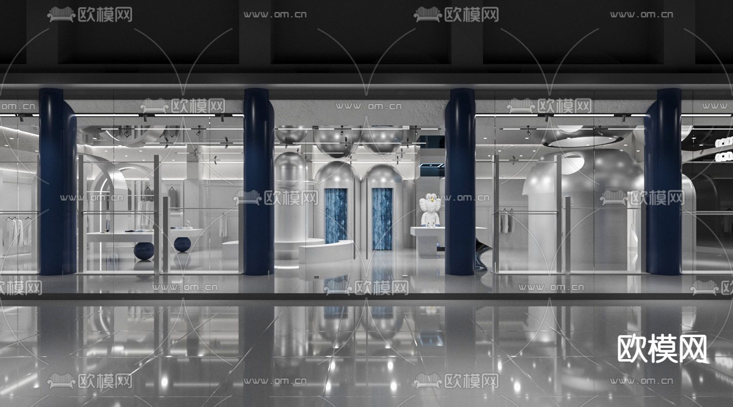 现代男装店服装店3d模型