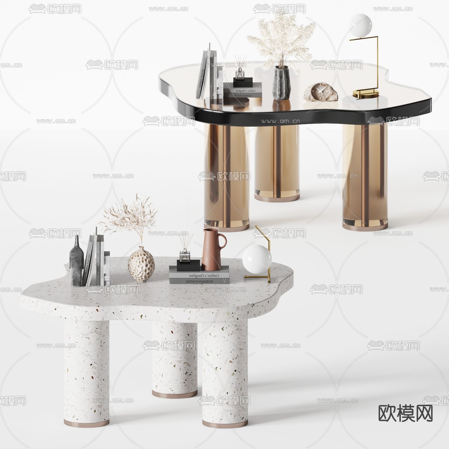 现代大理石茶几3d模型