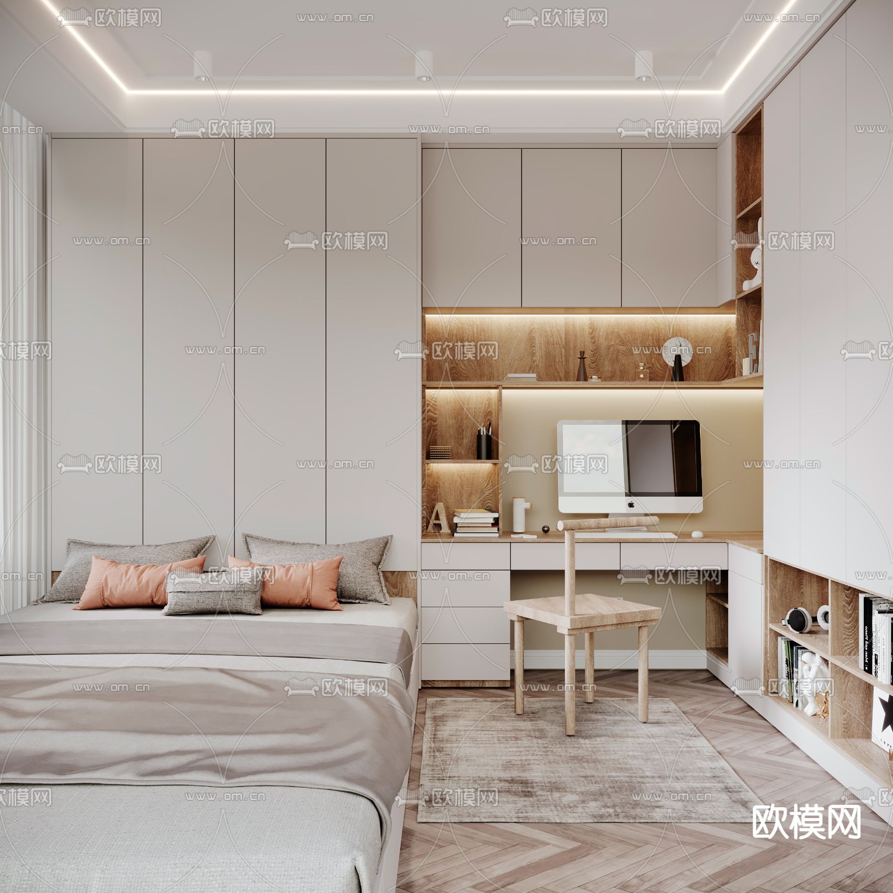 北欧榻榻米卧室3d模型