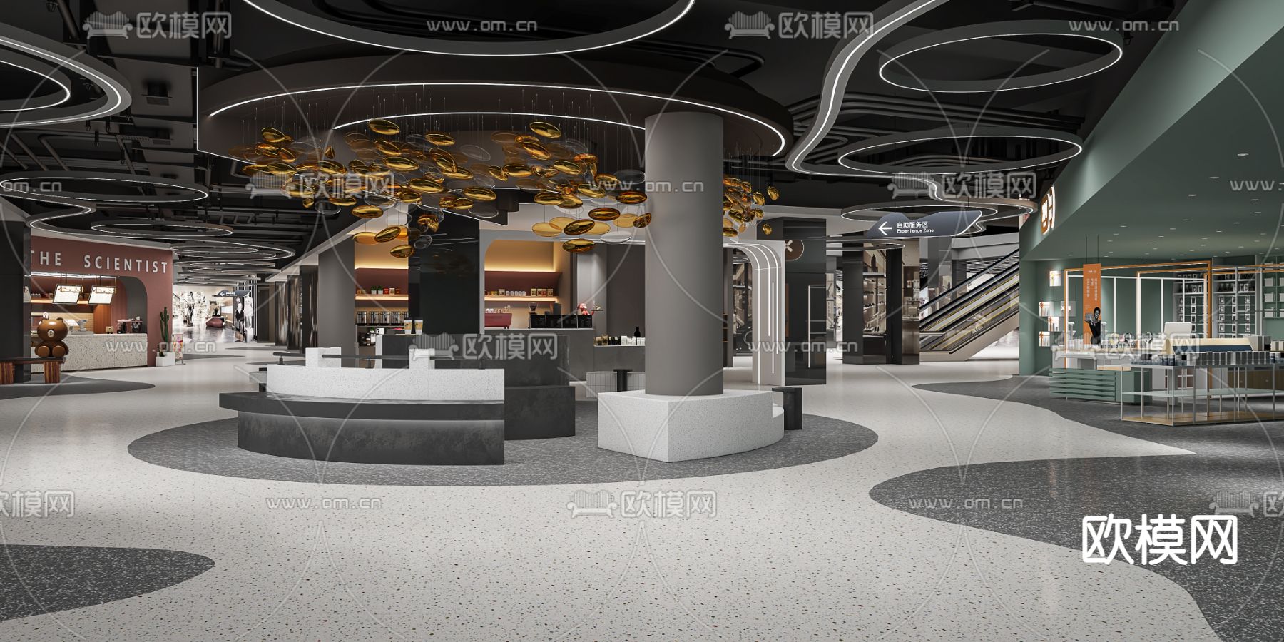 现代商场美食区3d模型