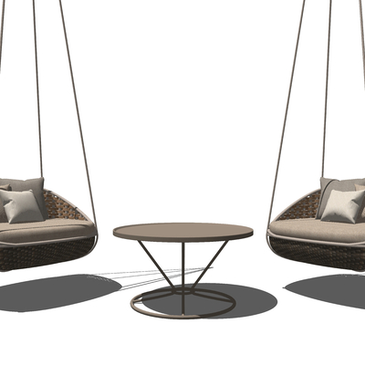  现代藤编吊椅su模型 