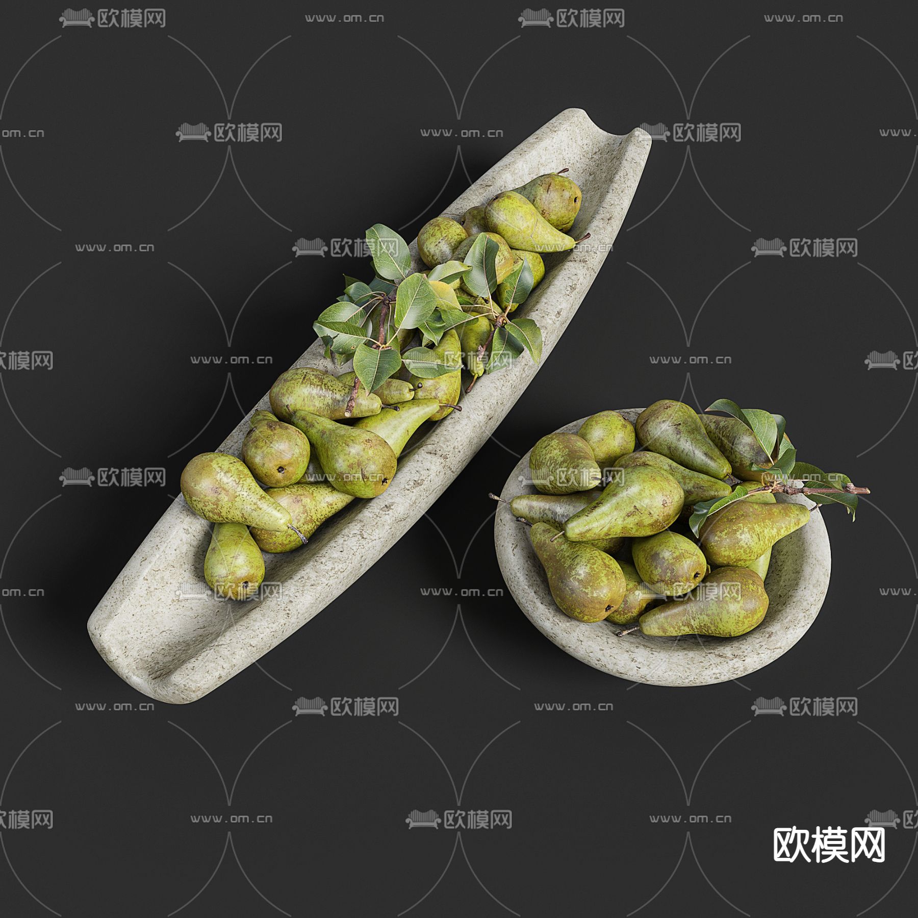 现代香梨水果3d模型