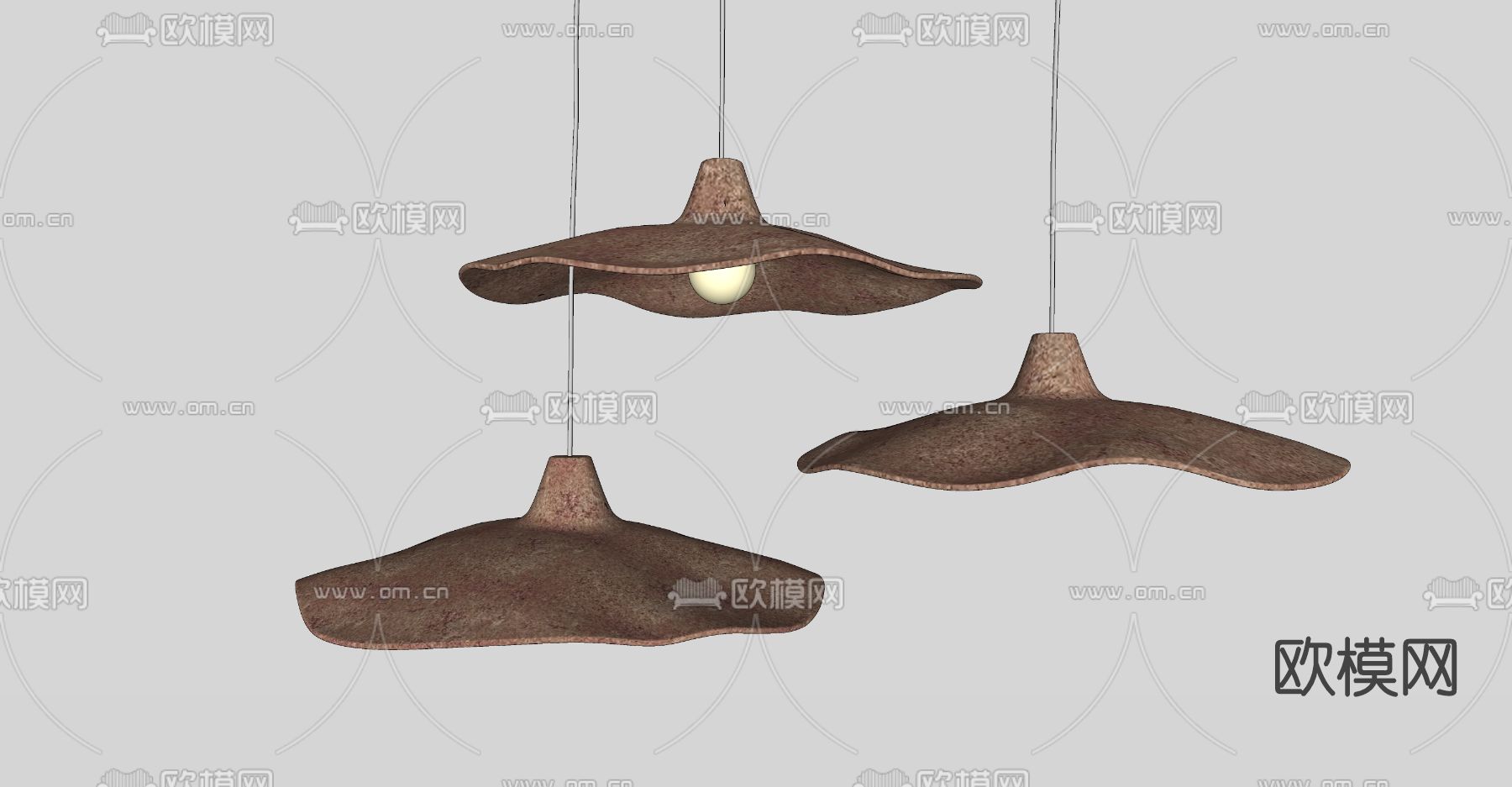 侘寂风吊灯su模型下载（渲染图2）