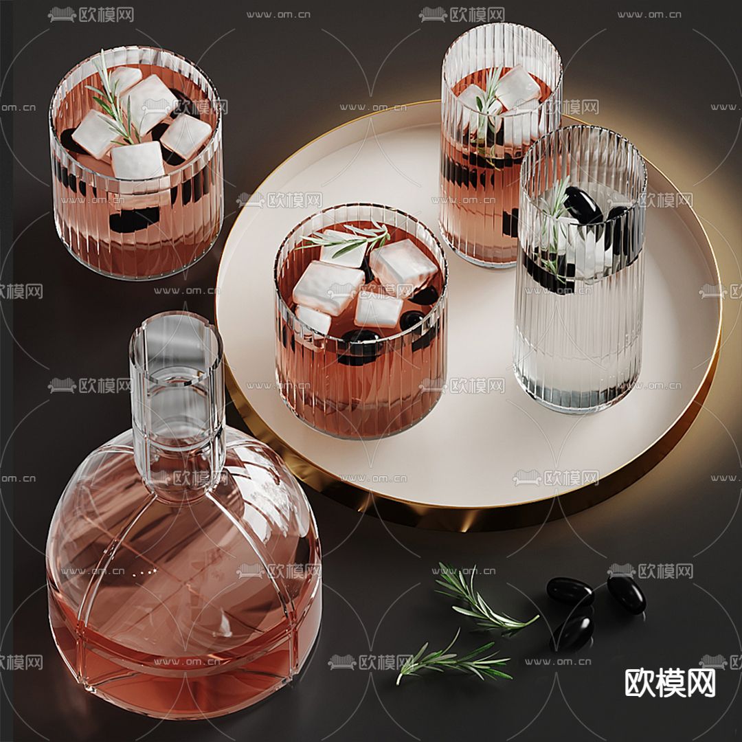 现代饮料杯子托盘3d模型下载（渲染图2）