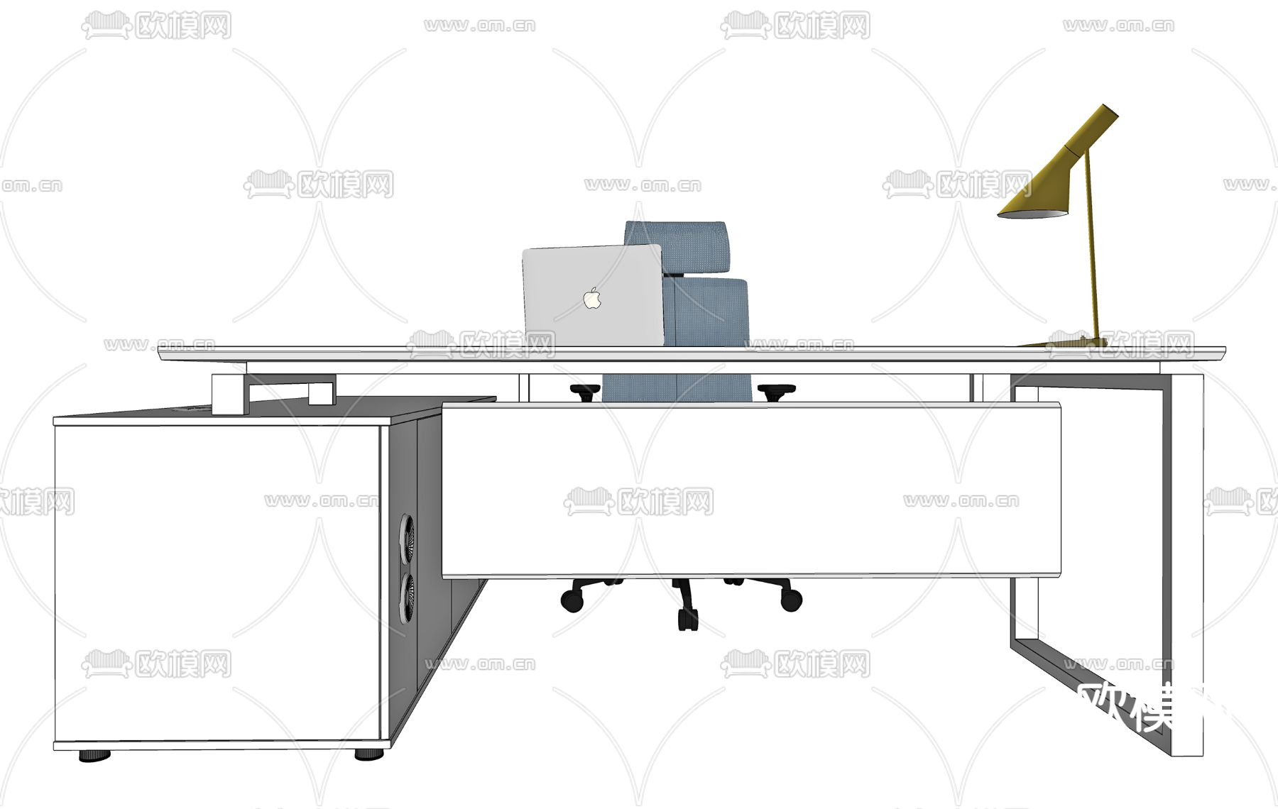 现代办公桌椅su模型下载（渲染图3）