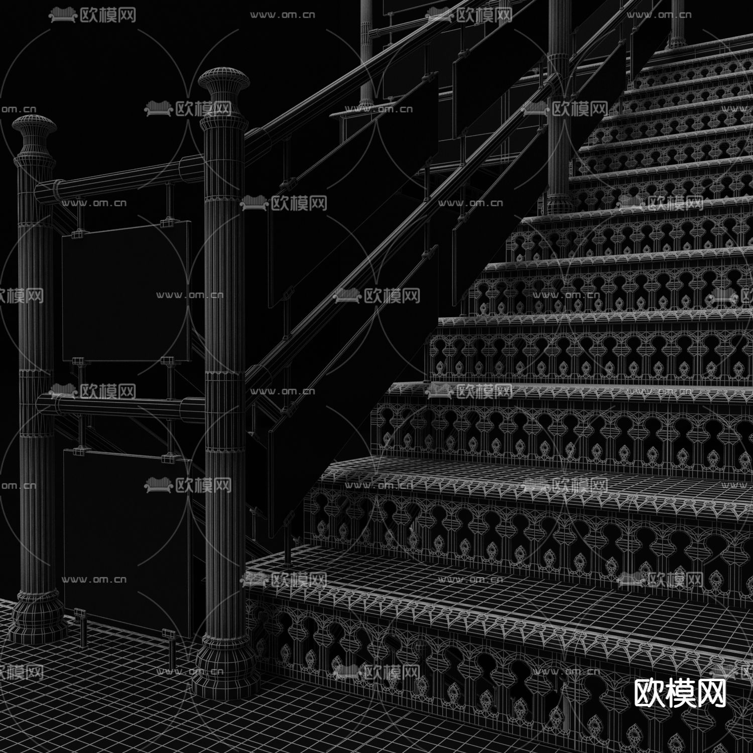 现代金属楼梯3d模型
