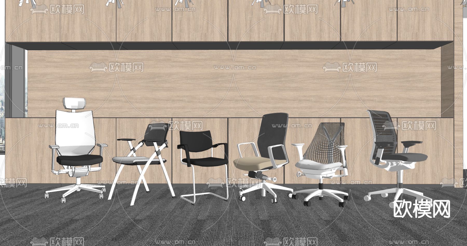 现代办公椅su模型下载（渲染图2）