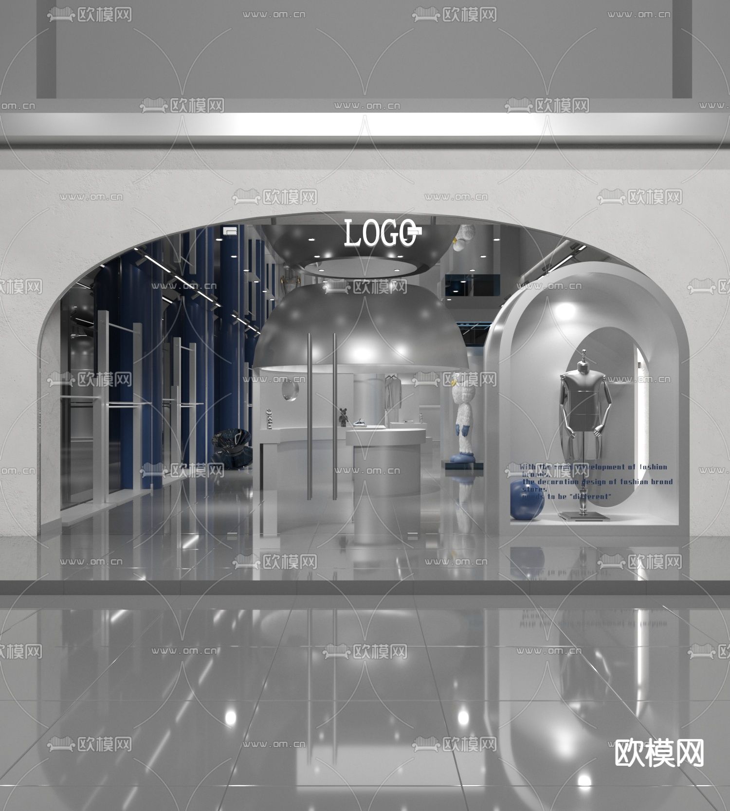 现代男装店服装店3d模型