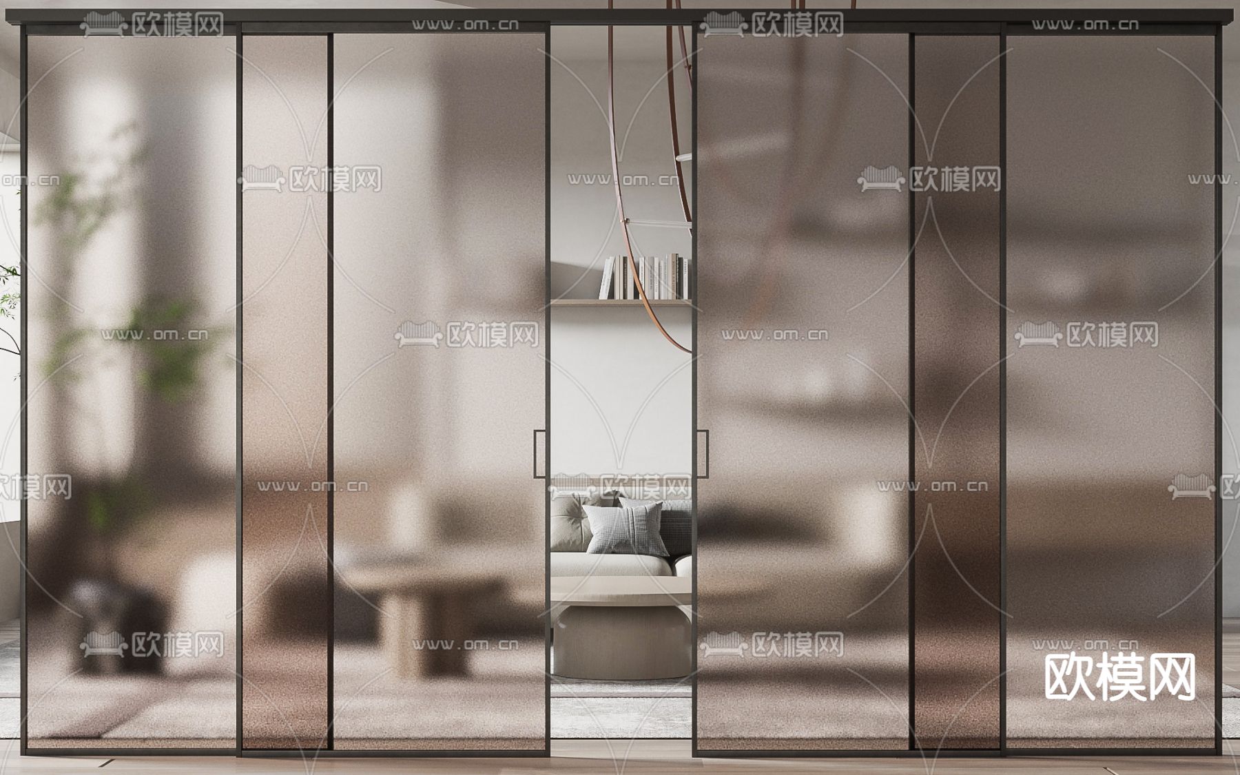 现代玻璃推拉门3d模型