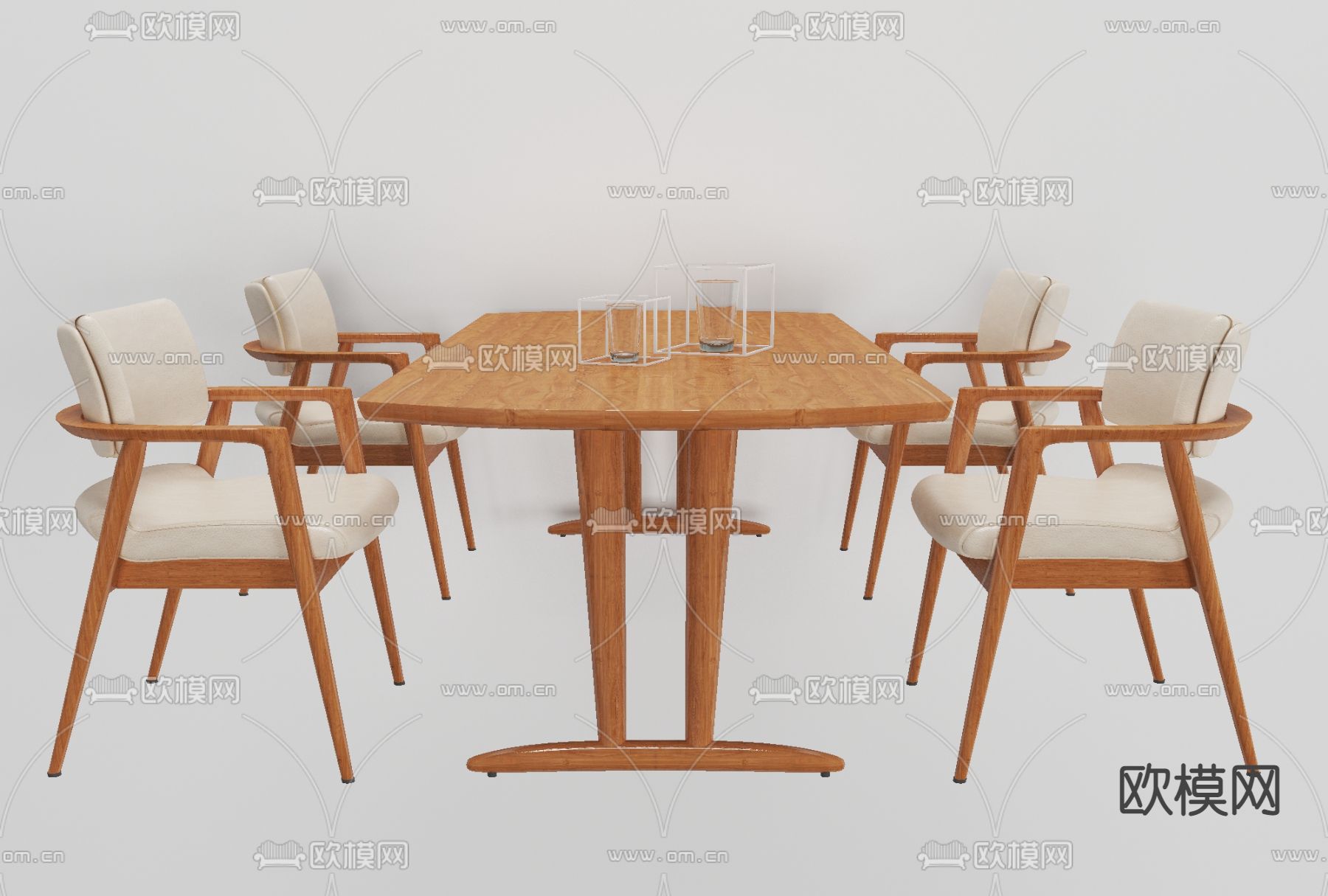 北欧实木餐桌椅免费3d模型下载_ID11582009_3dmax免费模型-欧模网