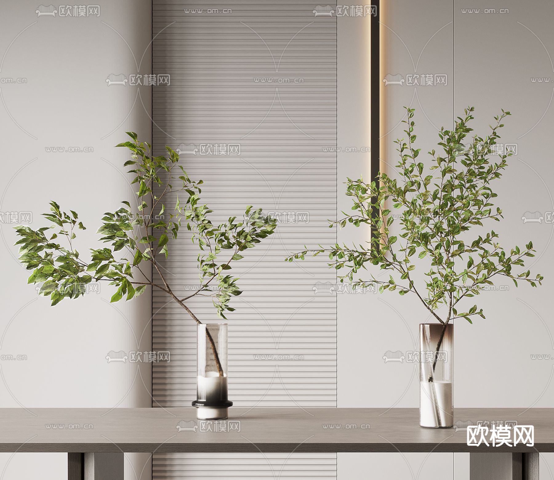 现代绿植花瓶3d模型