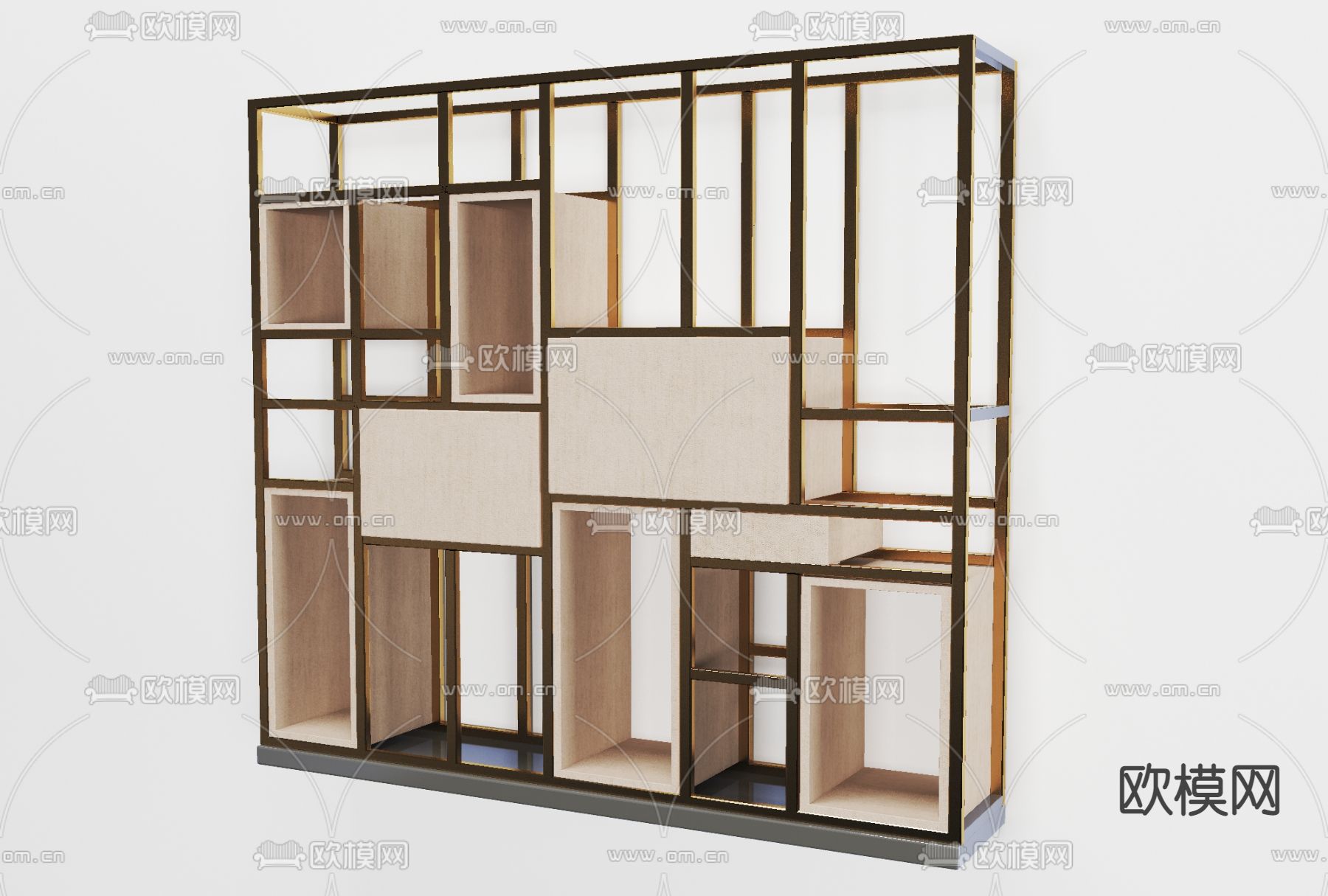 工业风铁艺装饰柜免费3d模型下载（渲染图2）