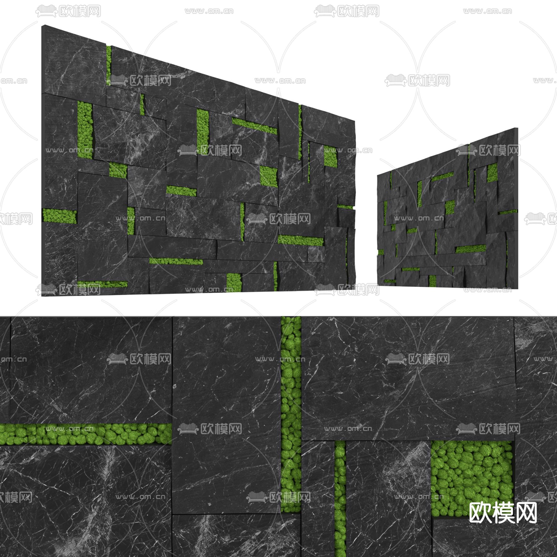 现代植物墙3d模型