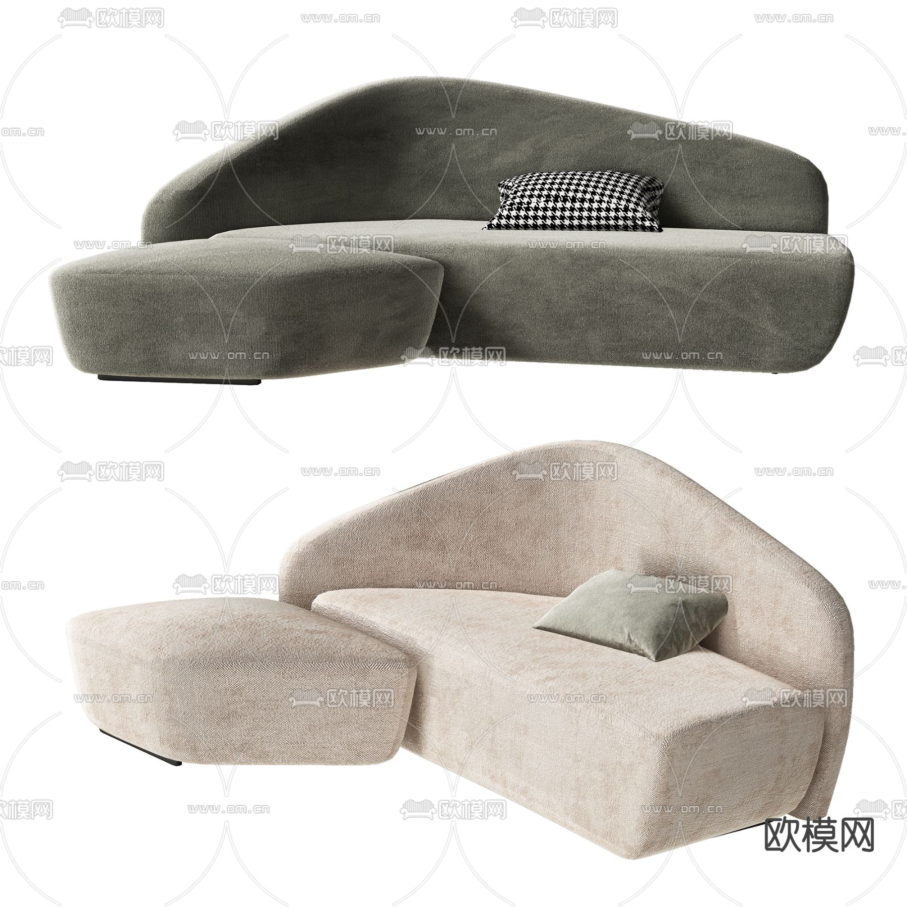 现代布艺异形沙发3d模型