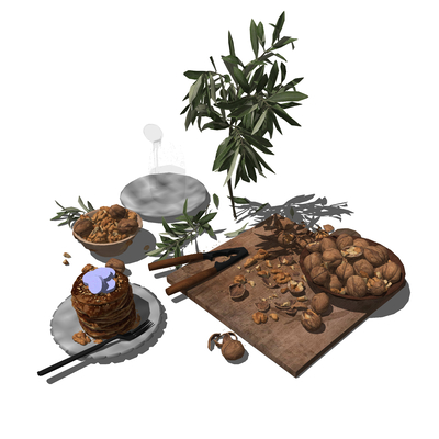  现代核桃食物su模型 