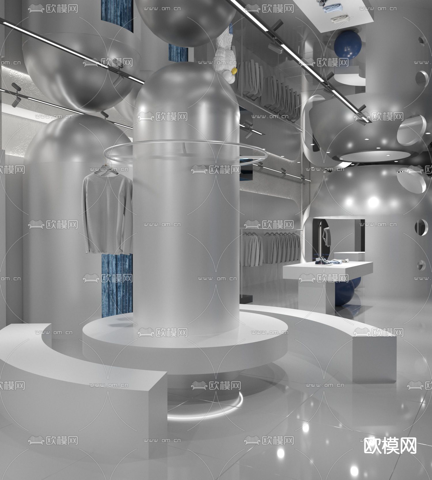 现代男装店服装店3d模型