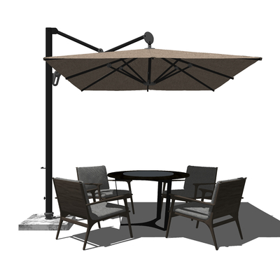  现代户外桌椅su模型 