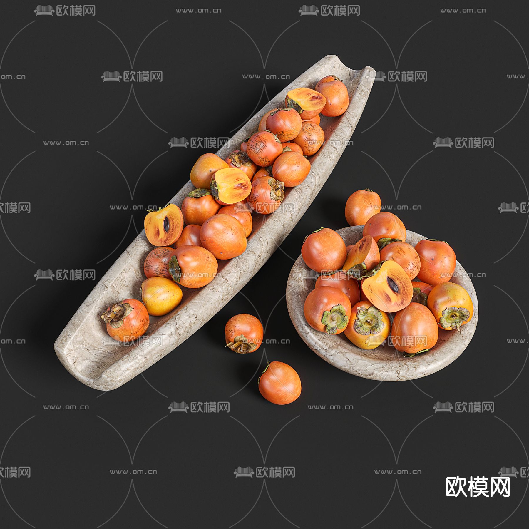 现代柿子水果食物3d模型