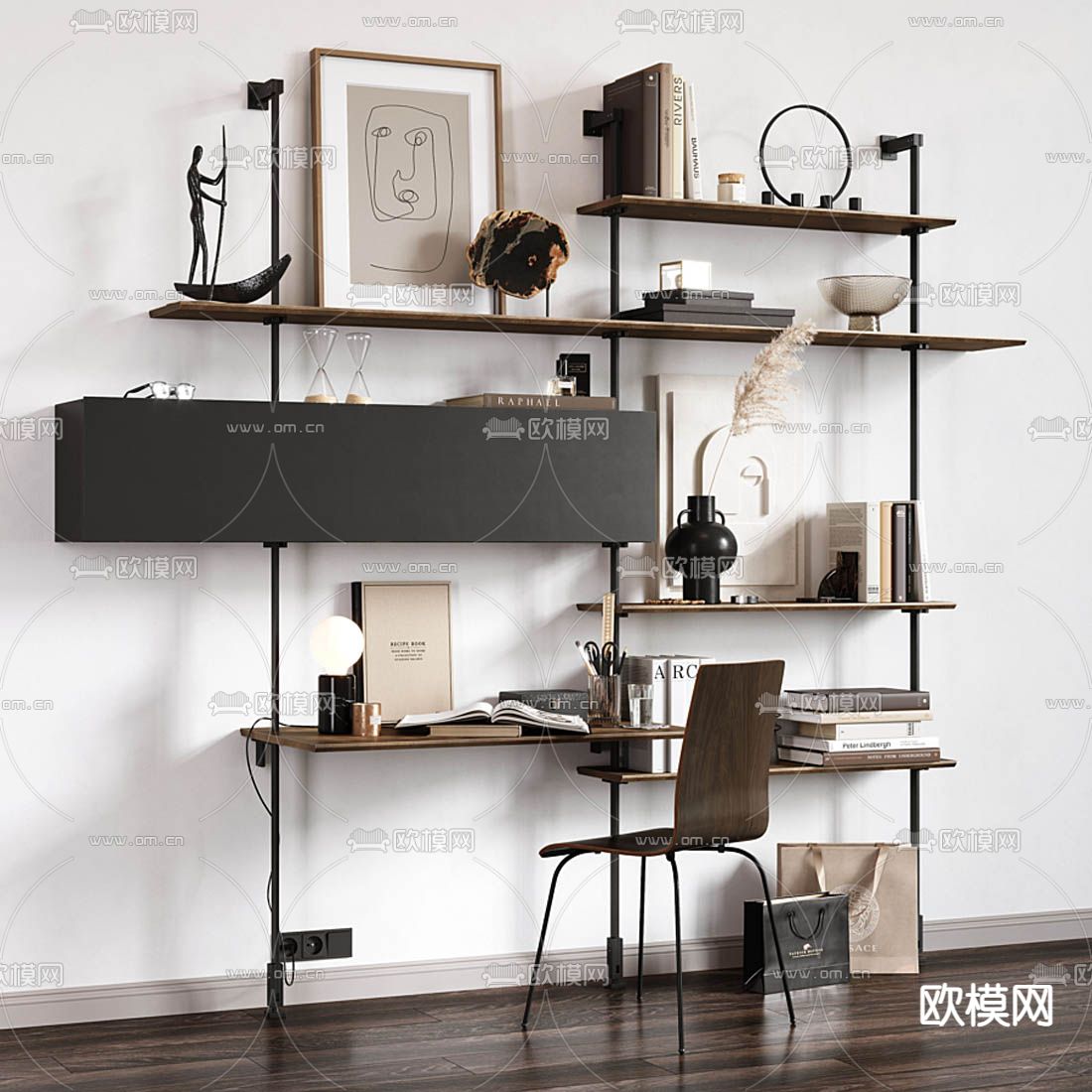 北欧书桌椅3d模型