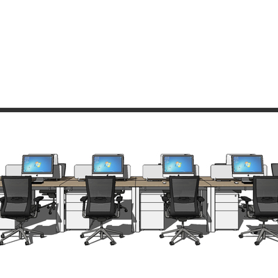  现代办公桌椅su模型 