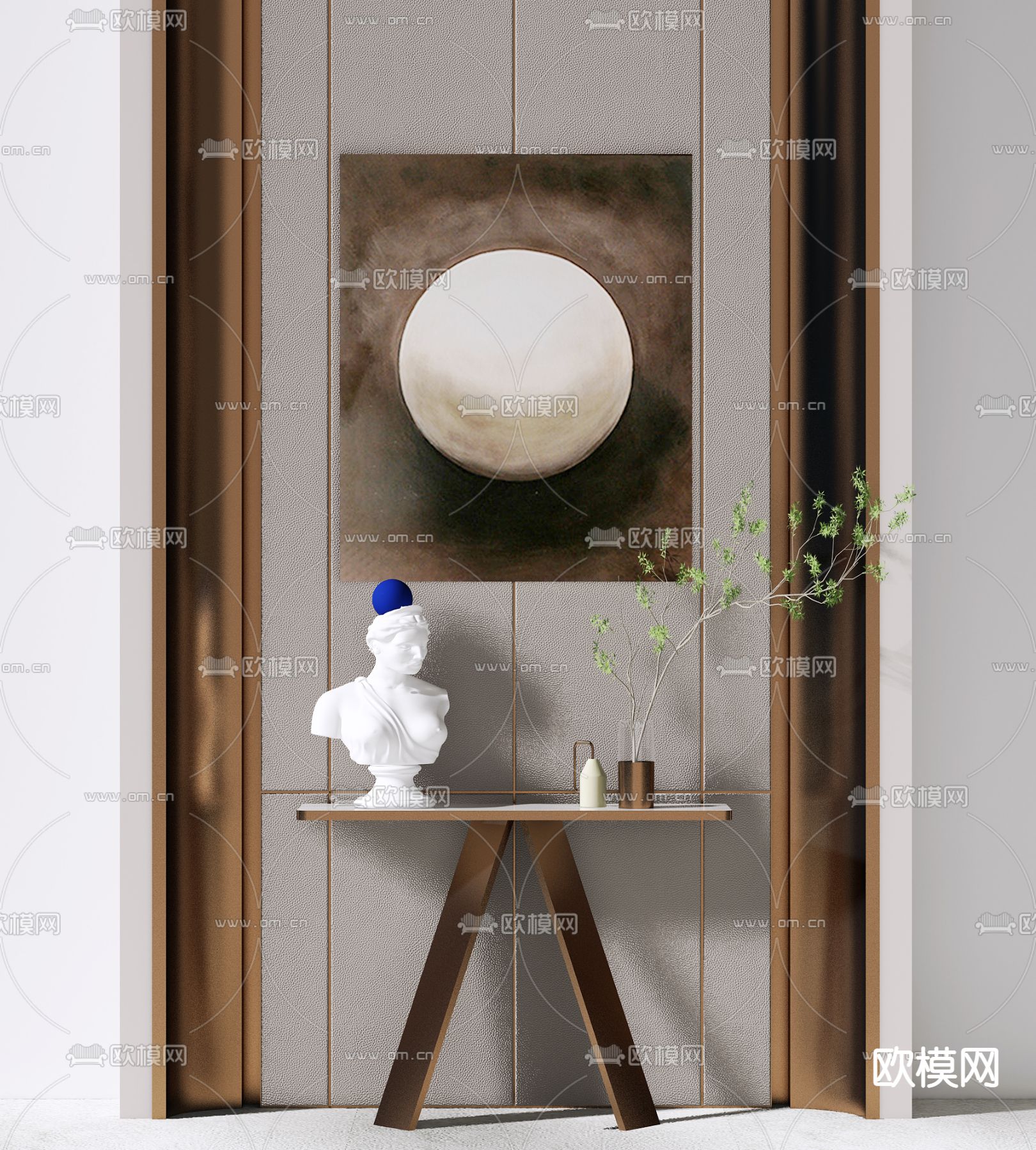 现代端景条案3d模型