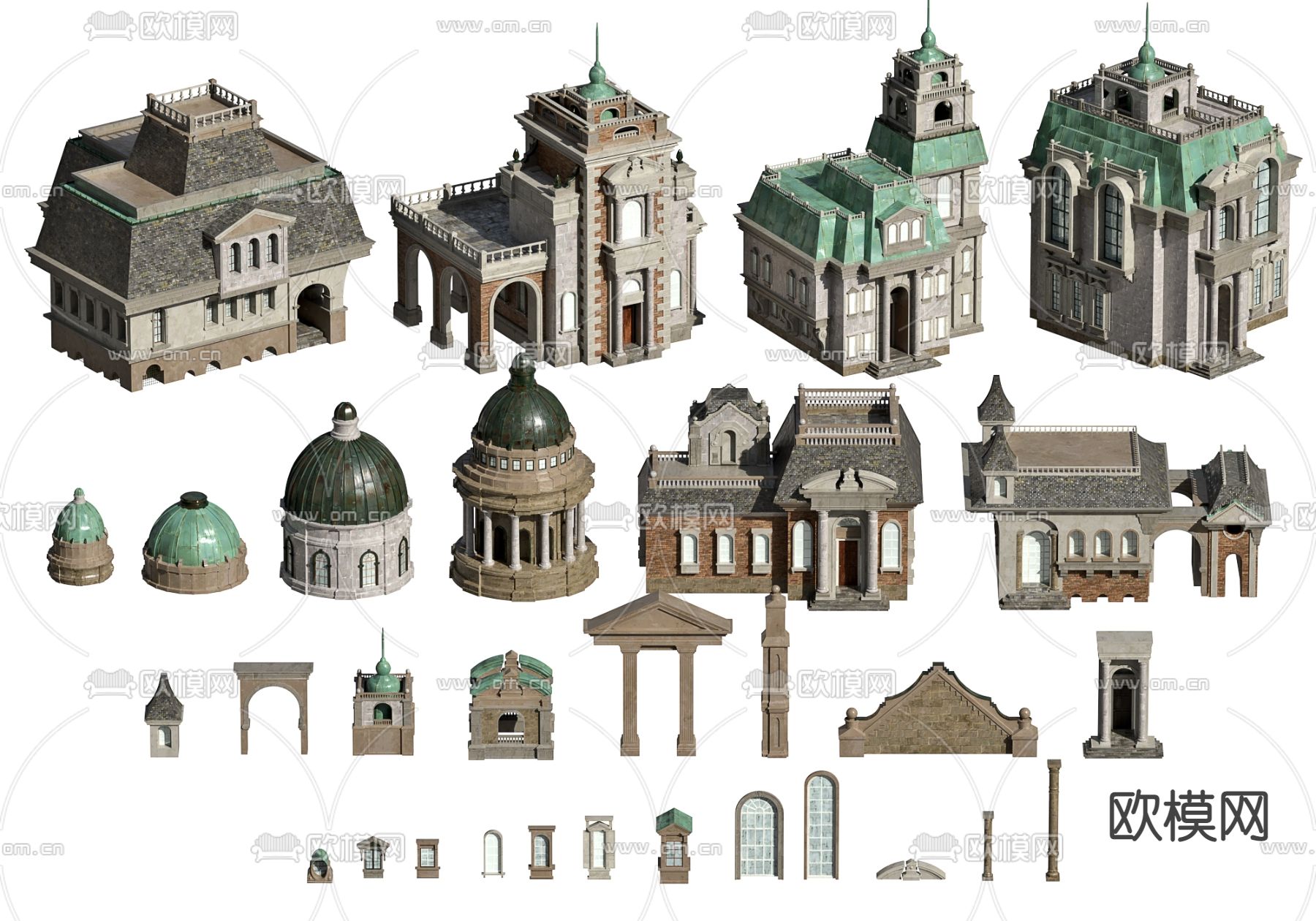 欧式古典建筑外观3d模型