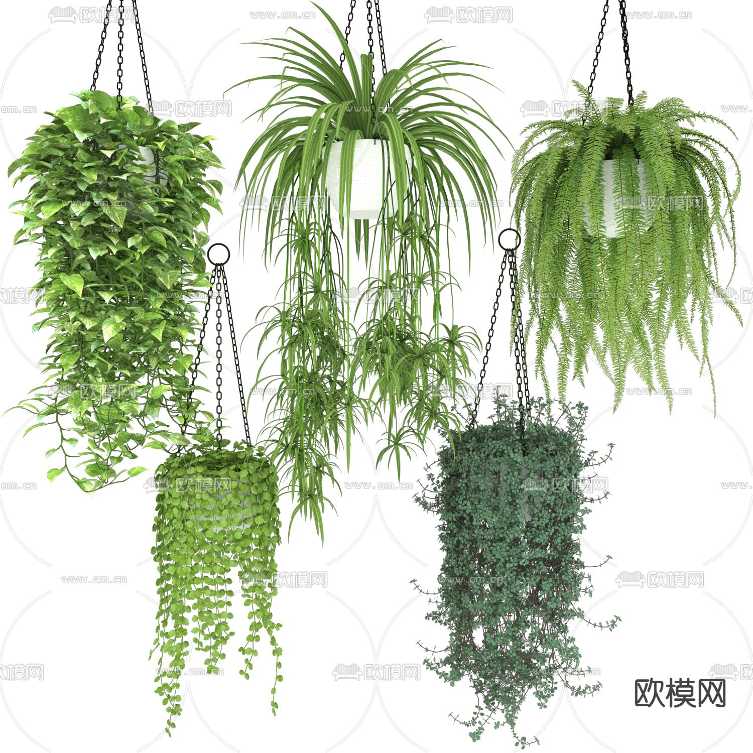 现代绿植吊篮su模型下载