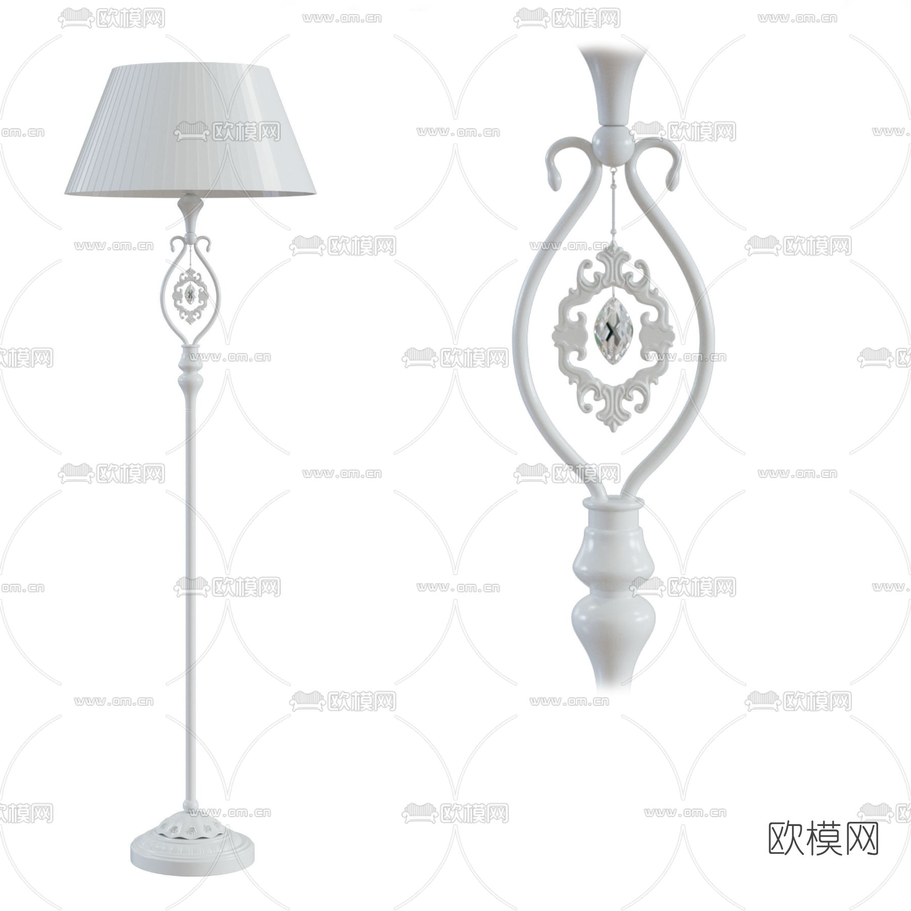 简欧落地灯免费3d模型下载