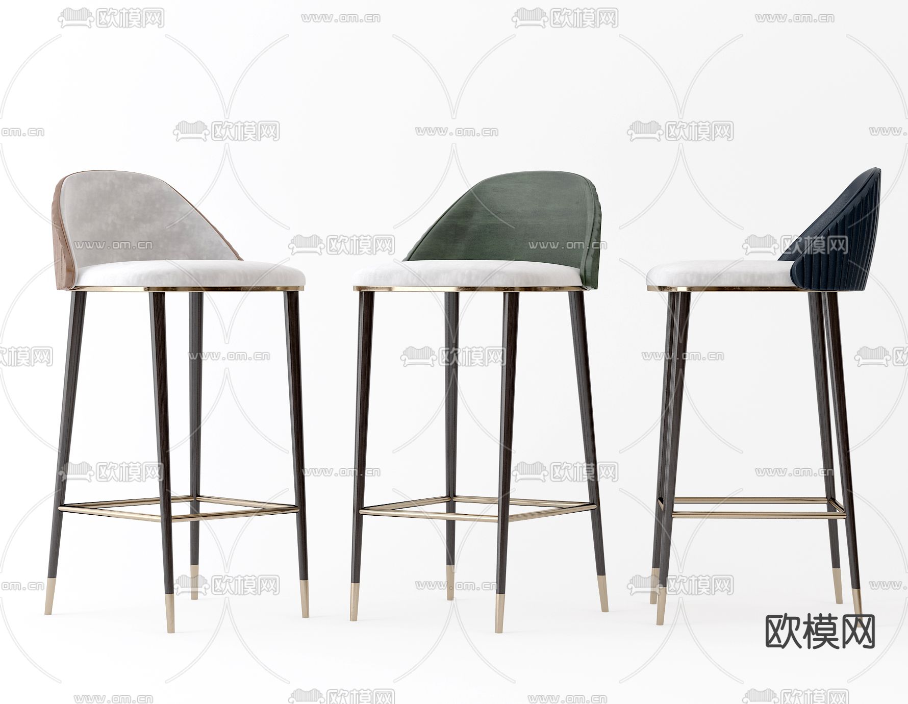 现代布艺吧台椅3d模型下载