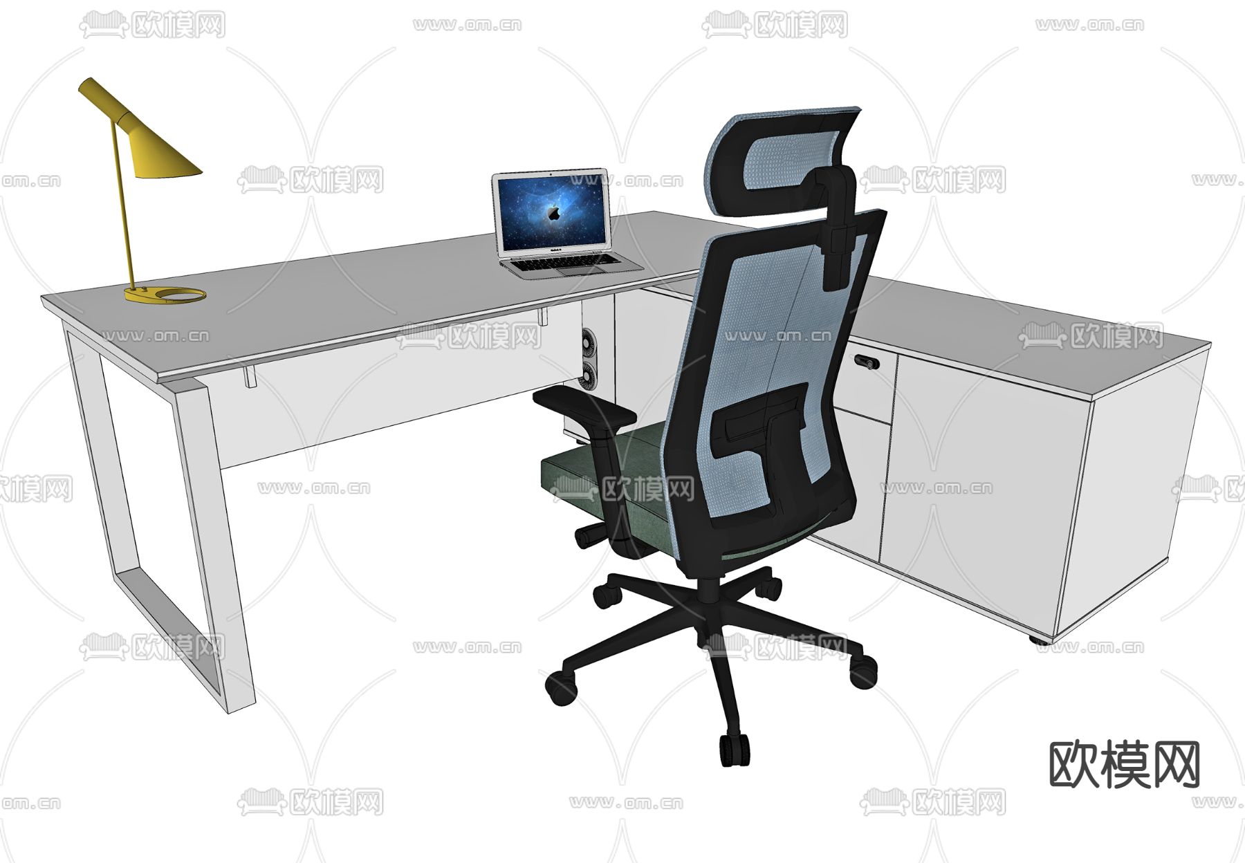 现代办公桌椅su模型下载（渲染图1）