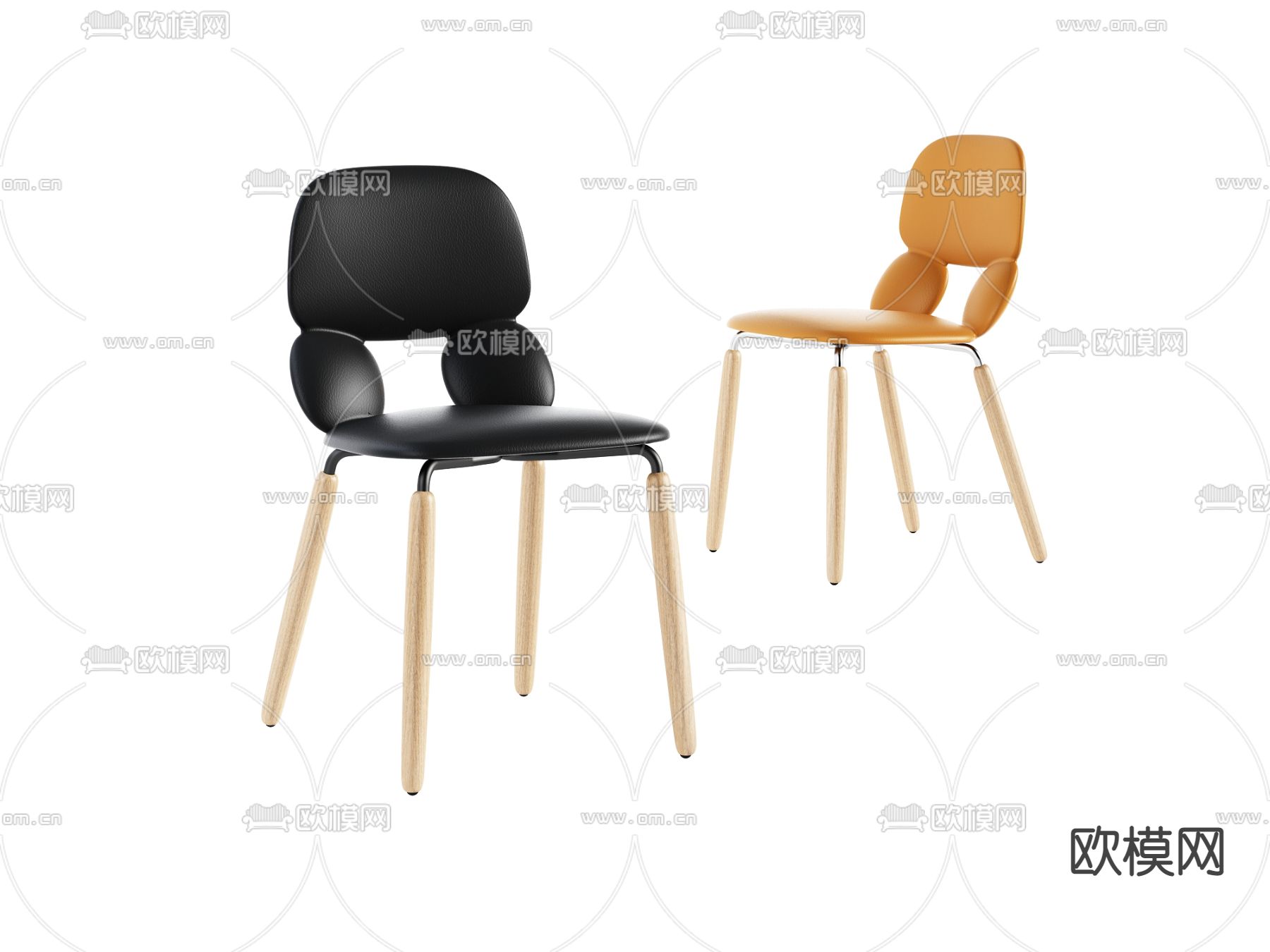 现代皮革单椅餐椅3d模型下载