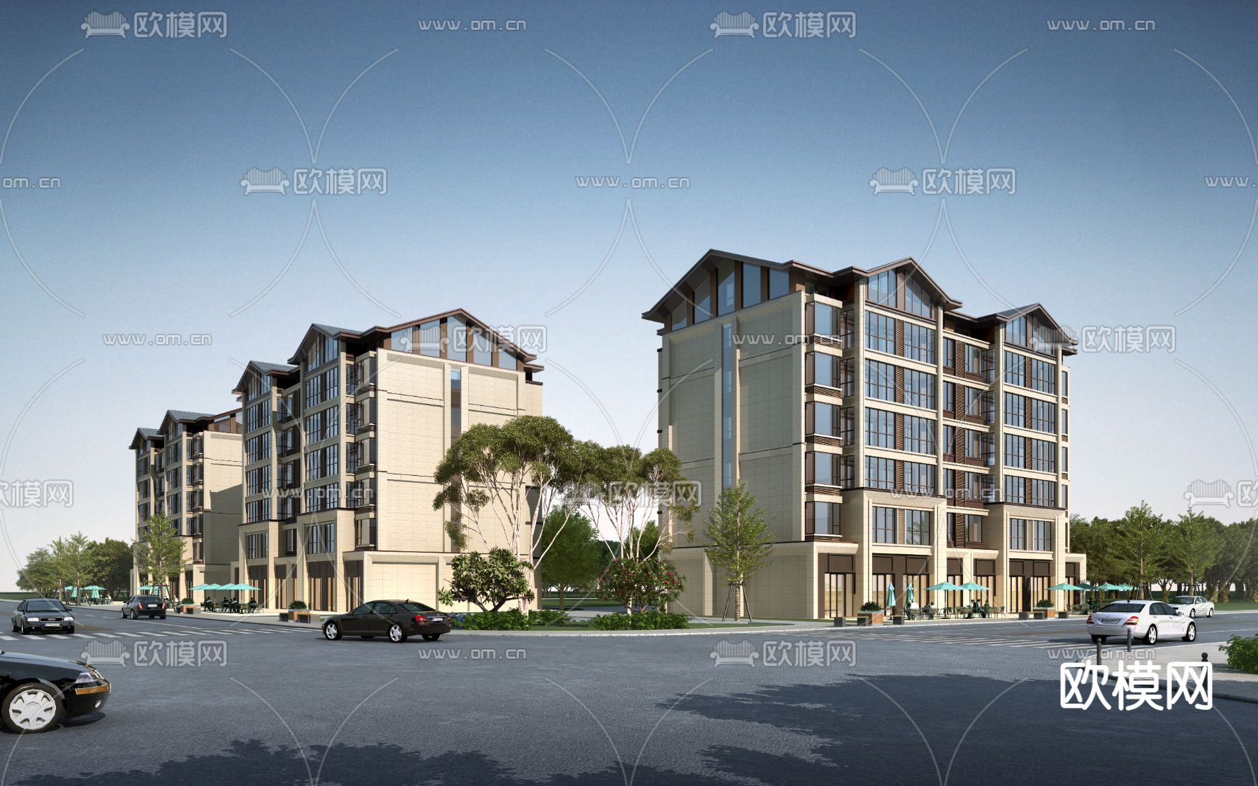 现代酒店建筑外观3d模型
