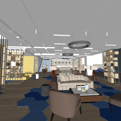  现代休息区su模型 