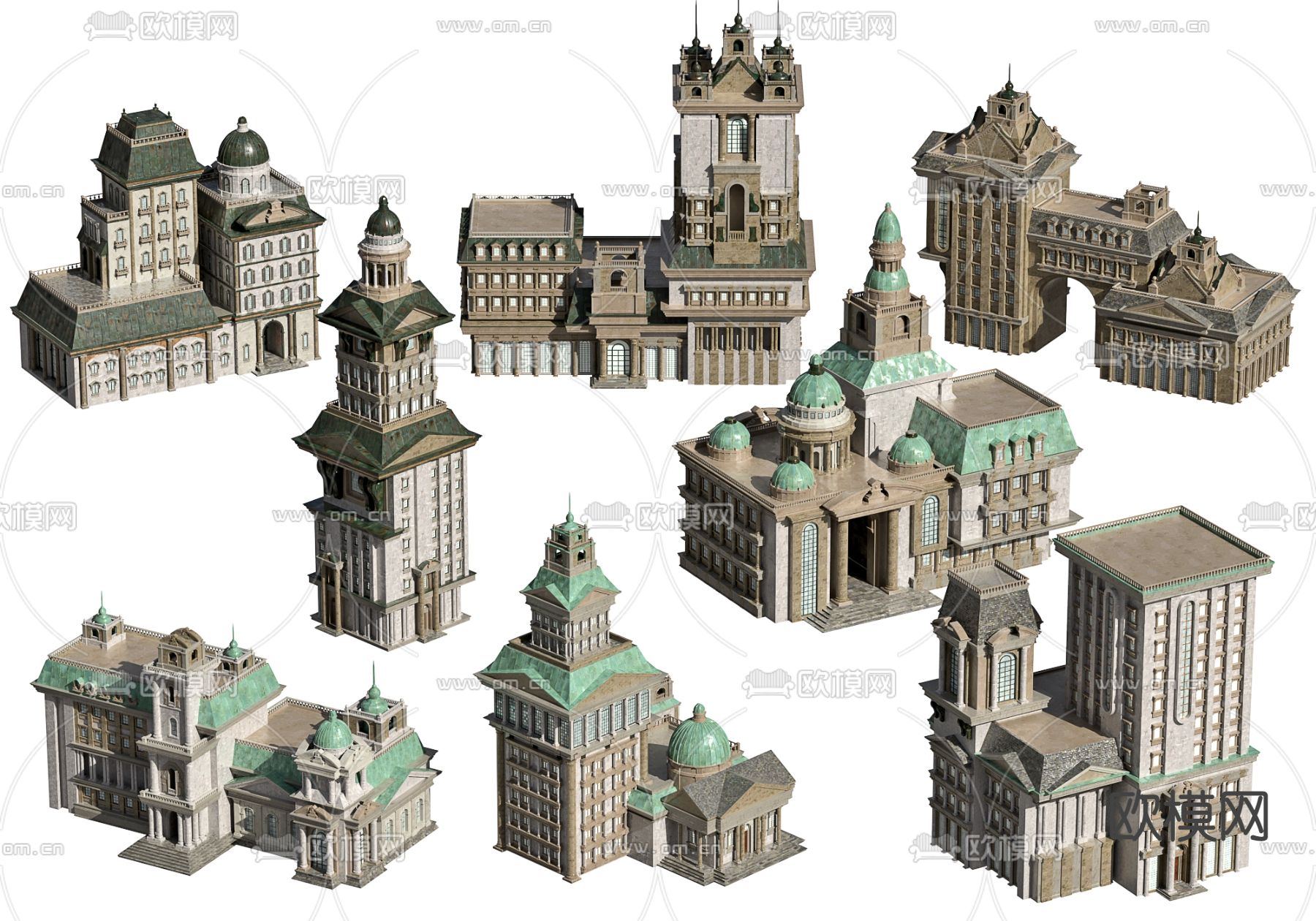 欧式古典建筑外观3d模型