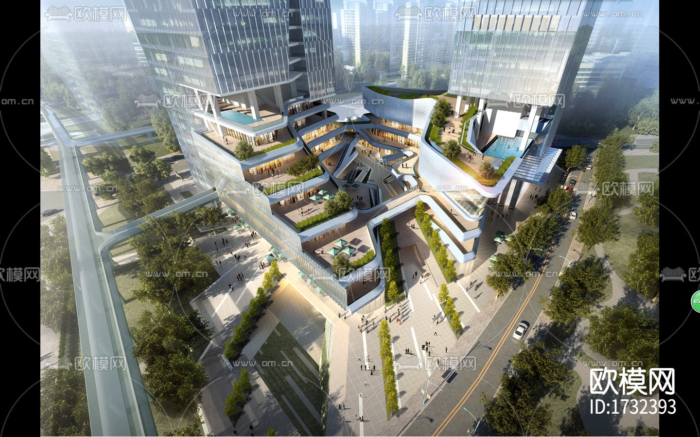 大厦公寓cad施工图下载（渲染图5）