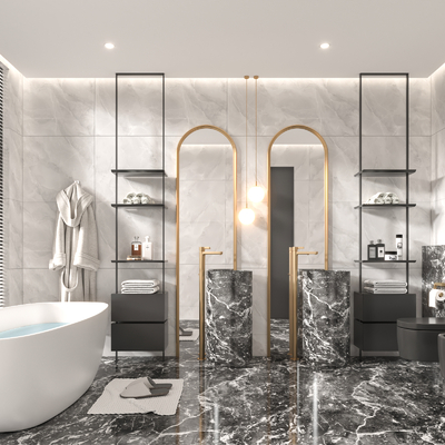  现代酒店卫生间su模型 